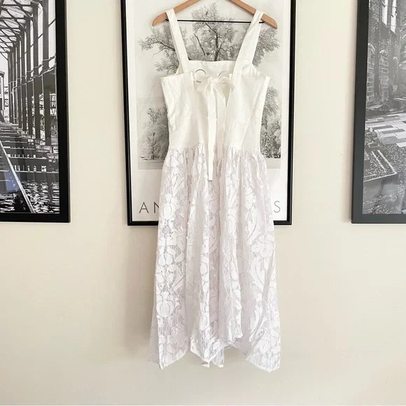 Anthropologie Pilcro Sleeveless Lace Drop Waist Midi Dress Ivory White NWT 8 - Picture 7 of 16